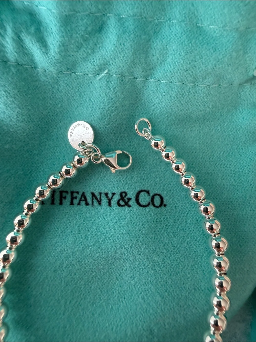 Tiffany & Co Brand New Red Mini Heart Bead Bracelet in Silver with a Diamond